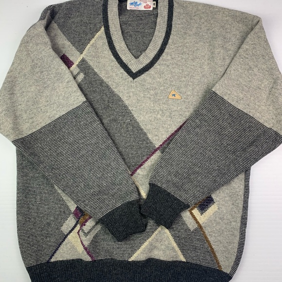 MONTE CARLO Collection Mens V Neck Angora Pullover Sweater Size Size 44 Gray - Picture 2 of 10